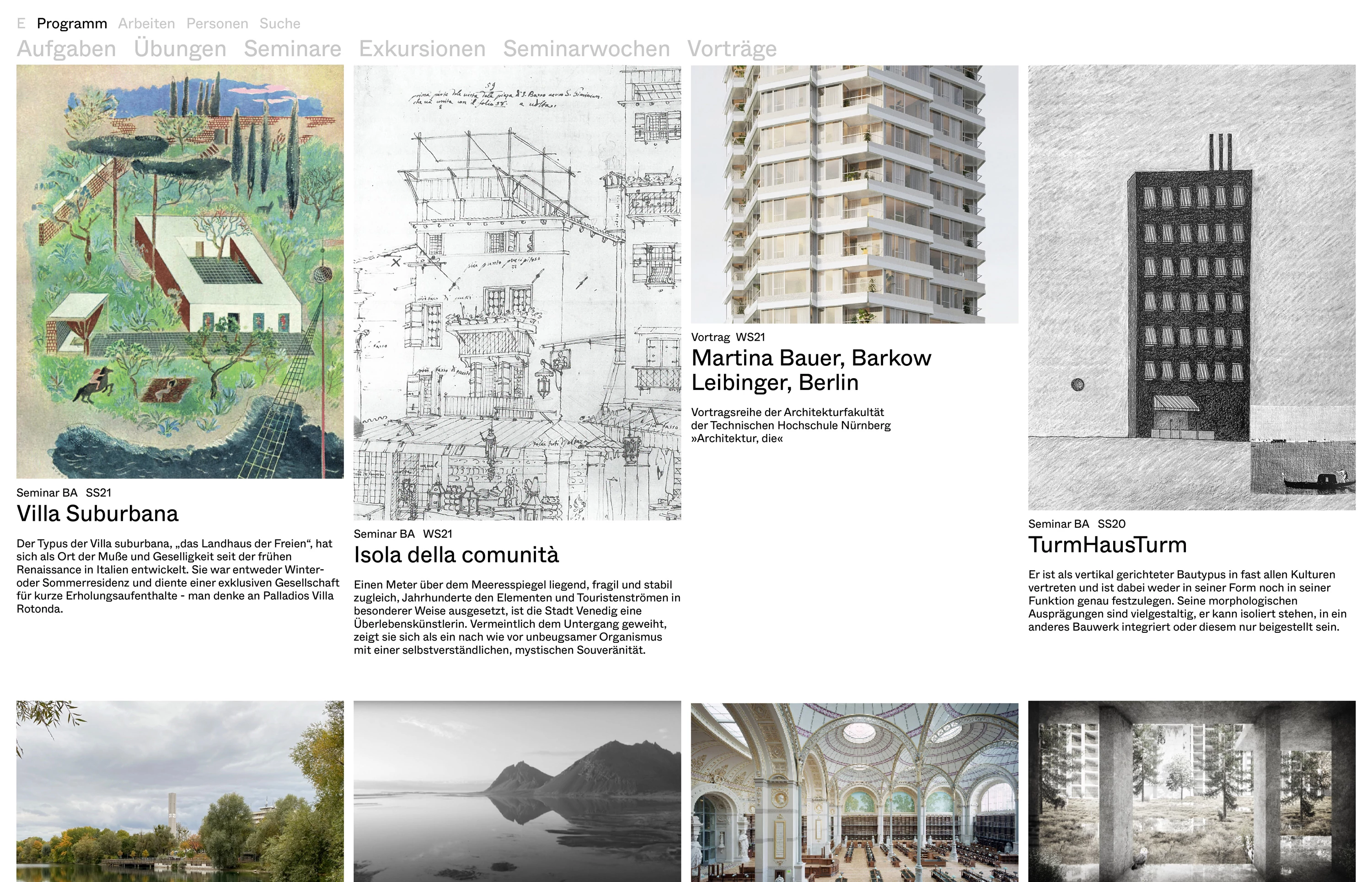 Website for Entwerfen und Gebäudelehre