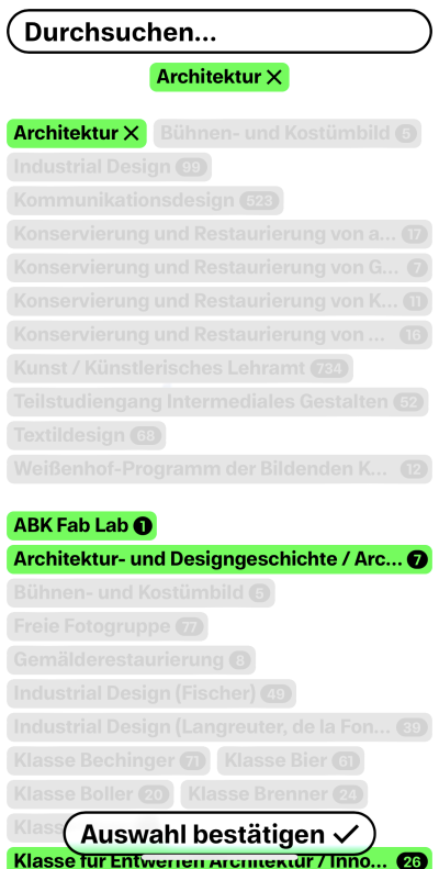 Website for the ABK Stuttgart Rundgang 2021