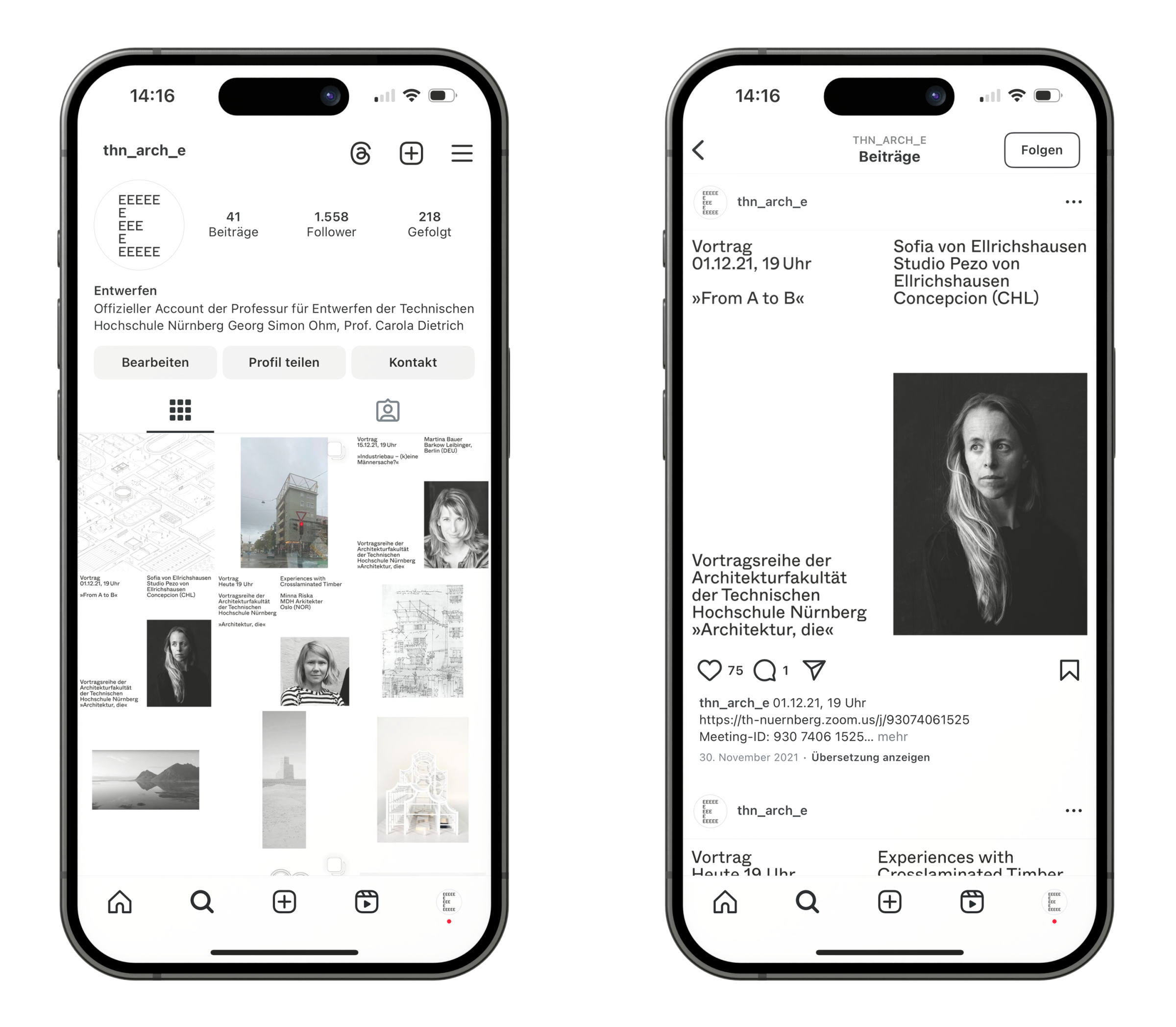 Instagram Entwerfen und Gebäudelehre