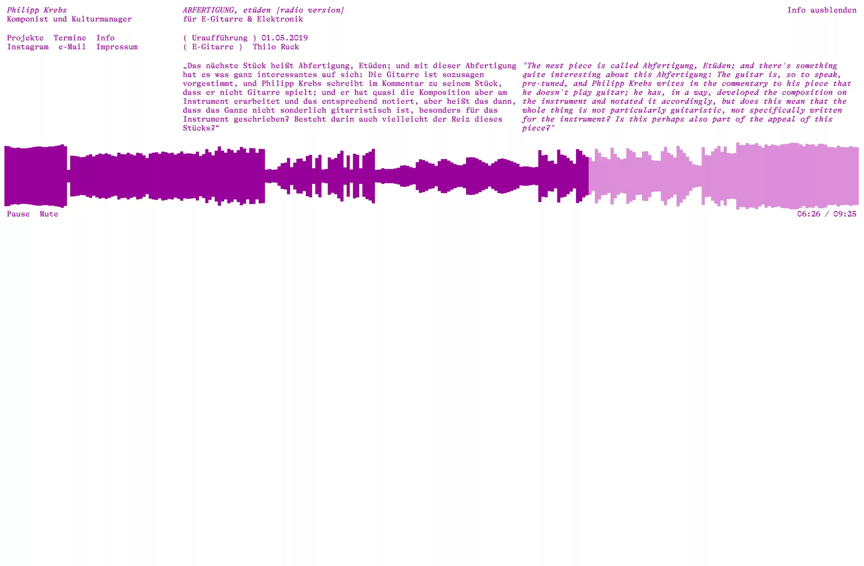 Color change of the Website for Composer Philipp Krebs