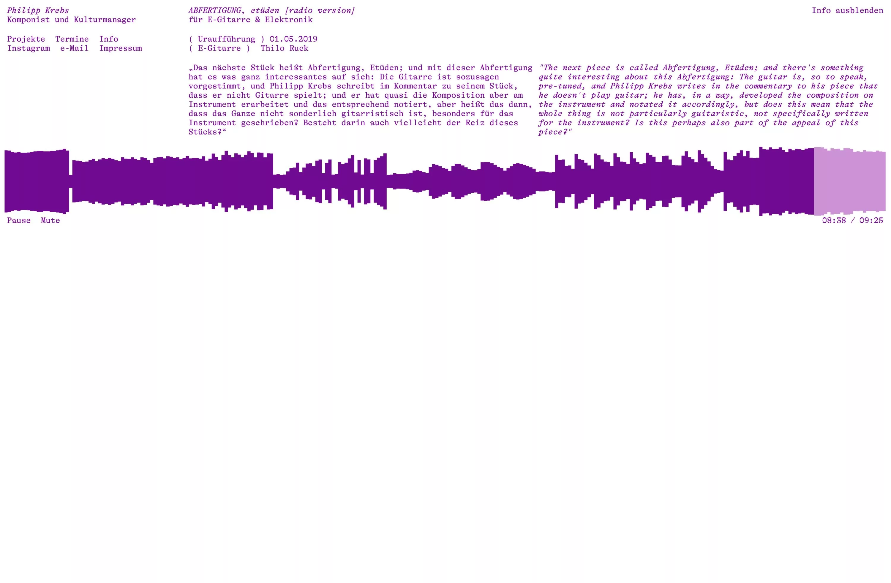 Color change of the Website for Composer Philipp Krebs